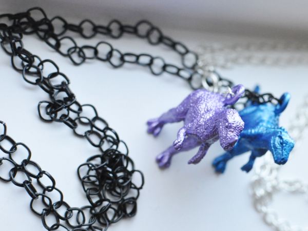 Metallic dino necklaces